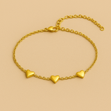 Pulsera pieza corazones de oro